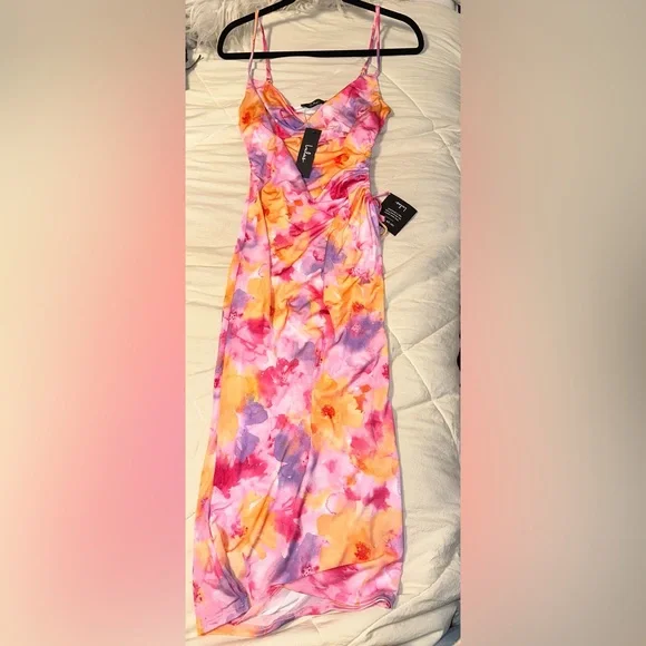 Lulu's Pink and Orange Floral Dress Size S - Picture 2 of 5